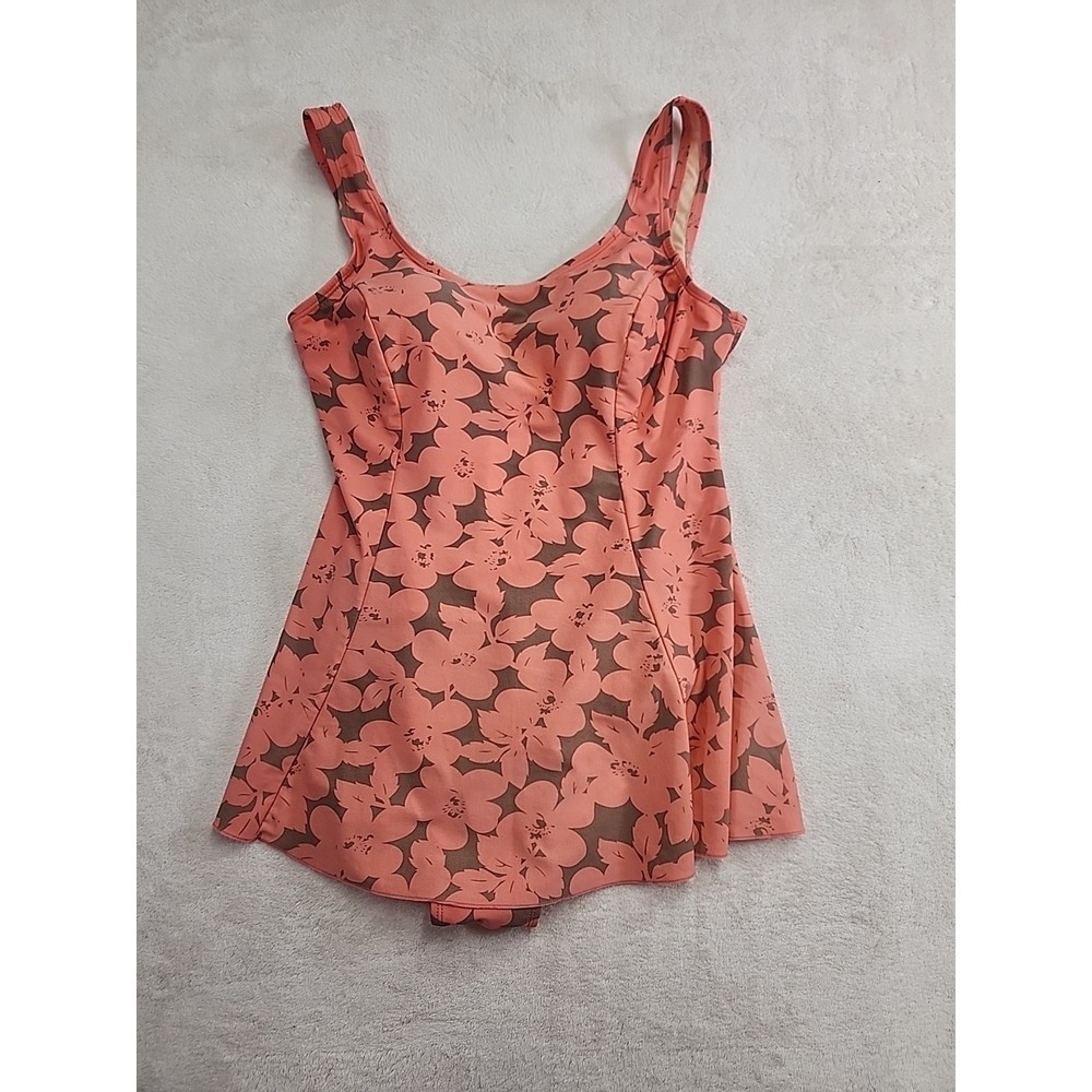Shore Shapes Swimwear 1 Pc Bathing Suit Size 14  Floral Coral